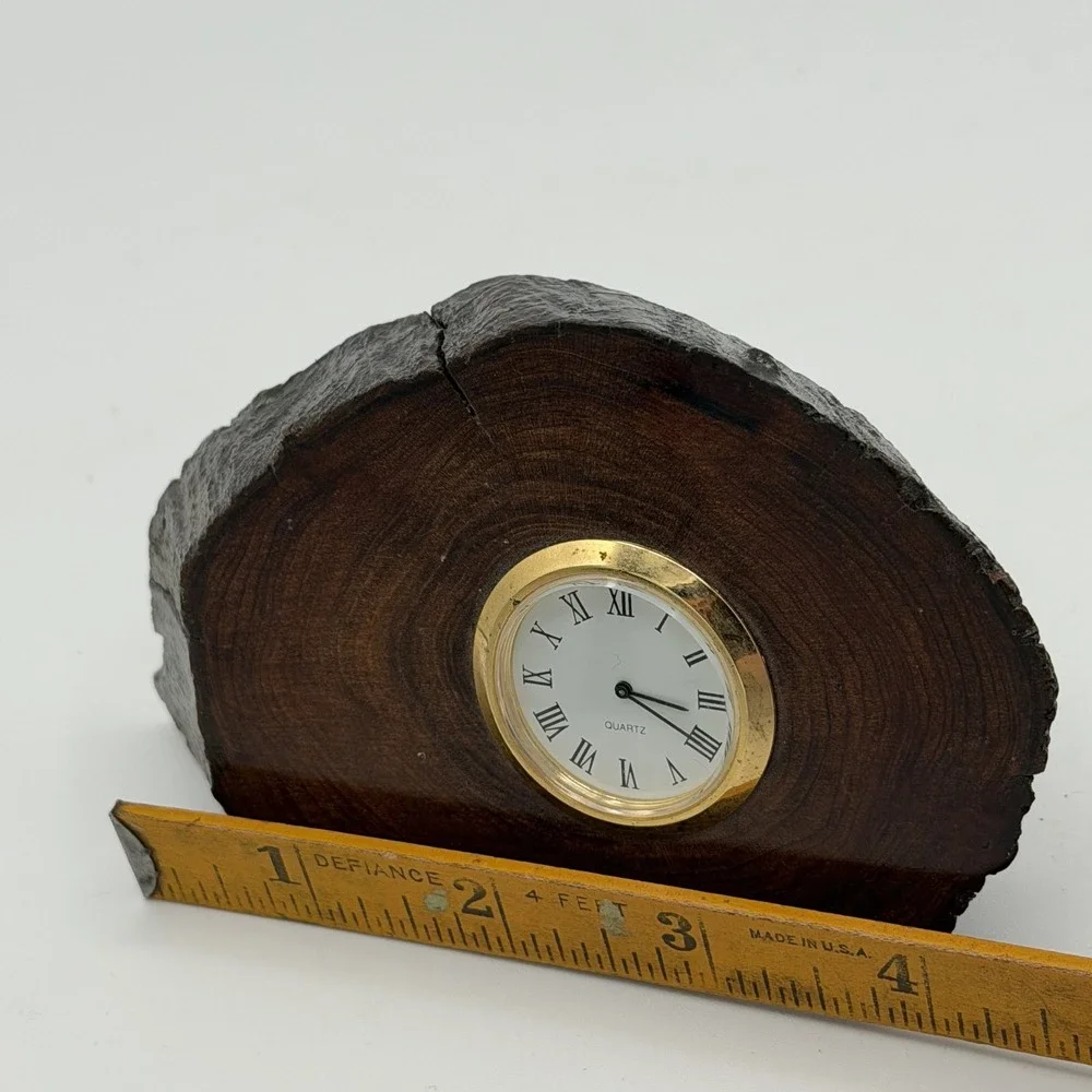 Rustic Wood Log Slice Desk Clock Quartz Mantel Shelf Cabin Lodge Decor Working